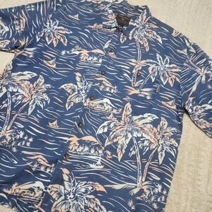 Vintage Woolrich Shirt Men Large Hawaiian Button Up Floral Palm Trees 90s